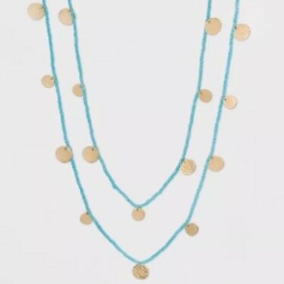 BaubleBar Jewelry - Sugarfix by BaubleBar Turquoise Beaded Coin Necklace NWT